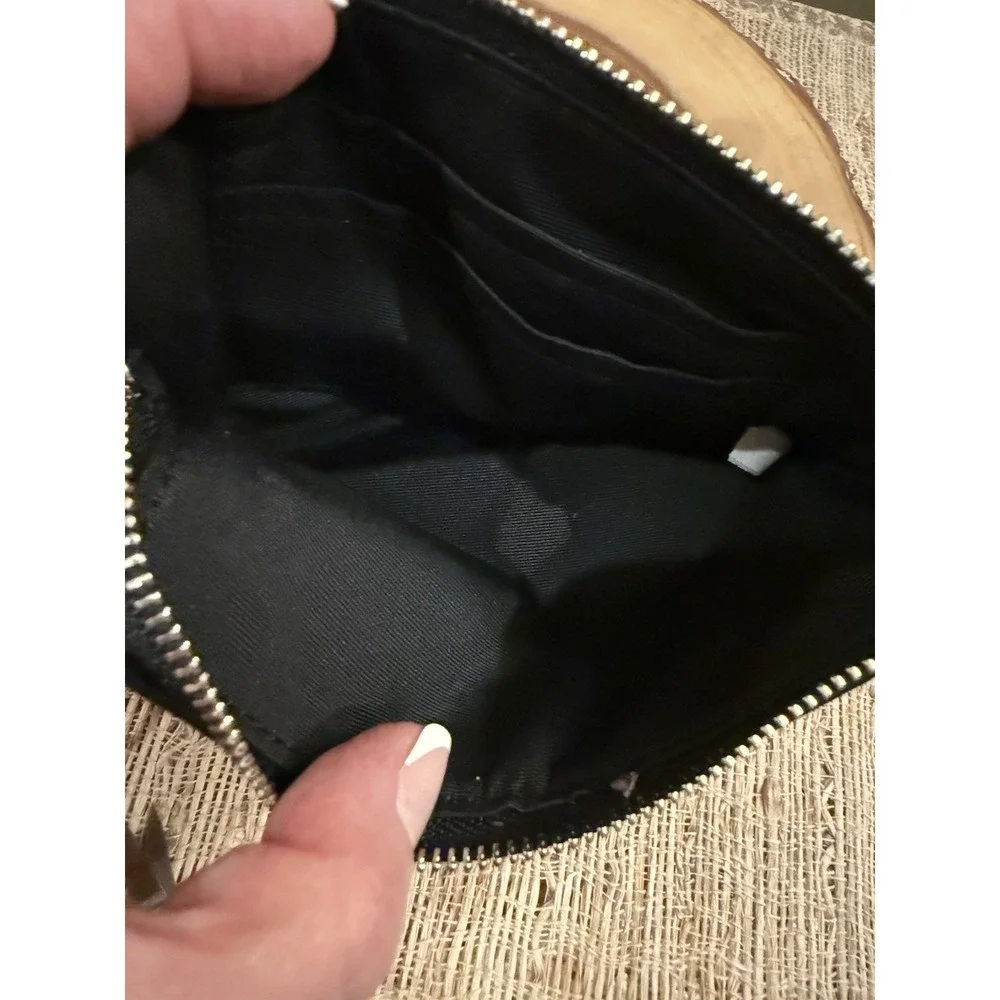COACH Black & Gray Checkered Corner‎ Zip Wristlet Pouch Wallet #F13311